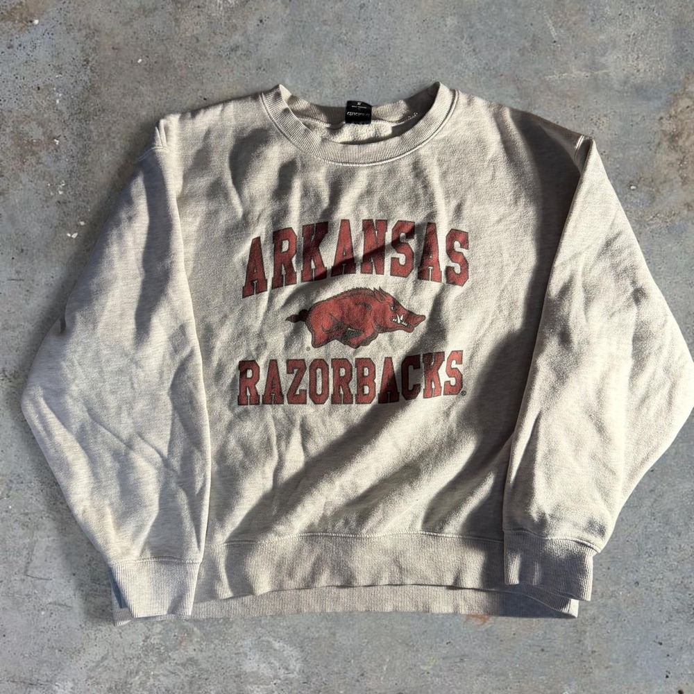 Chicka-d Arkansas Razorbacks Gray College Crewneck Sweatshirt NCAA Size XL